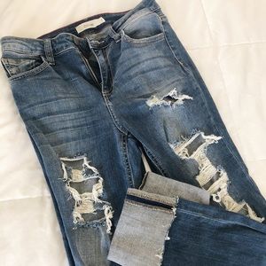 Ripped blue jeans